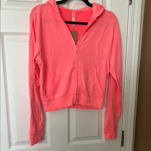 NWT Skims French Terry Zip Up Hoodie - Coral - S - Picture 3 of 6